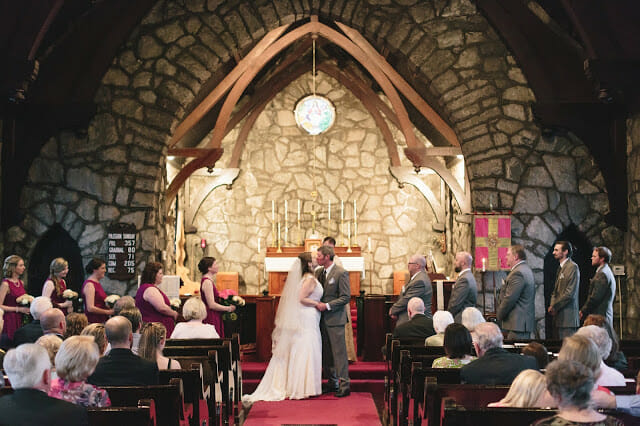 Wedding Ceremony Bride and Groom Kiss