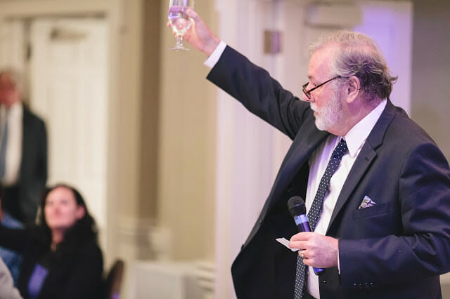 Wedding Reception toast to bride and groom