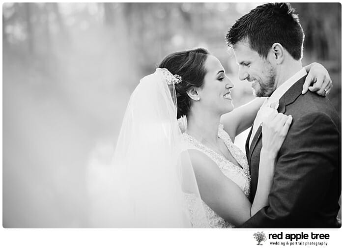 Black and White Wedding Portrait of Bride and Groom 1
